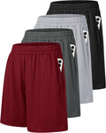 Skiennix Men's Gym Shorts - Quick Dry Basketball Athletic Shorts with Pockets | 4 Pack in Black