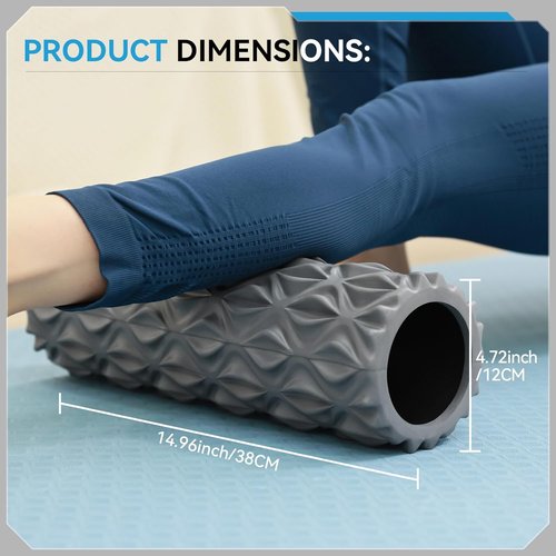 Foam Roller - 15-Inch Deep Tissue Massager for Muscle Relief & Myofascial Release | Gray