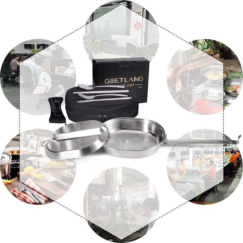 GI Type 304 Stainless Steel Mess Kit Plate Set with Utensils – Camping Dinnerware, Outdoor Eating Kit