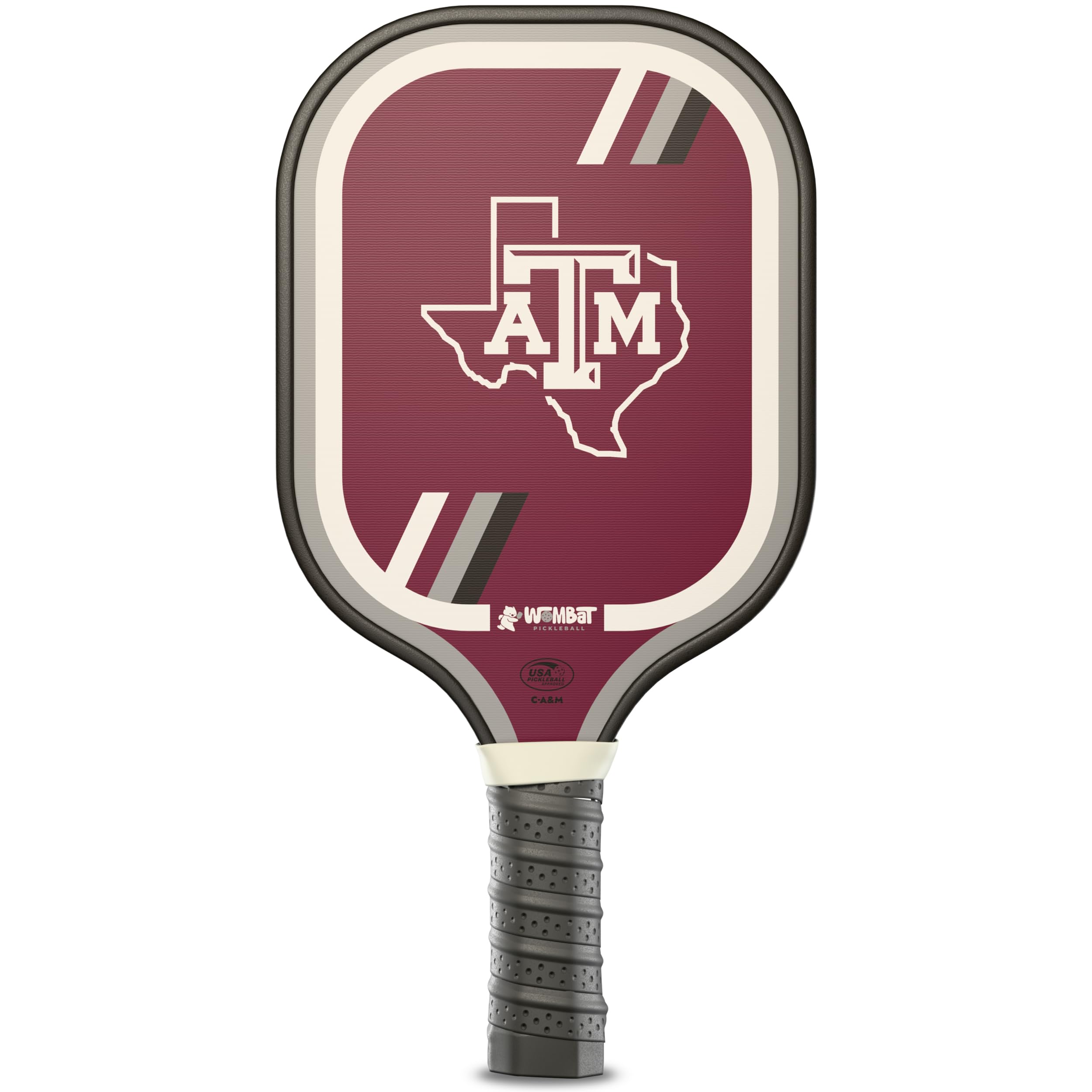 Wombat Pickleball – Texas A&M Pickleball Racquet – Micro-Textured Fiberglass Face, 16mm Honeycomb Core, Cold-Press, 8.8 oz, Reinforced Edge