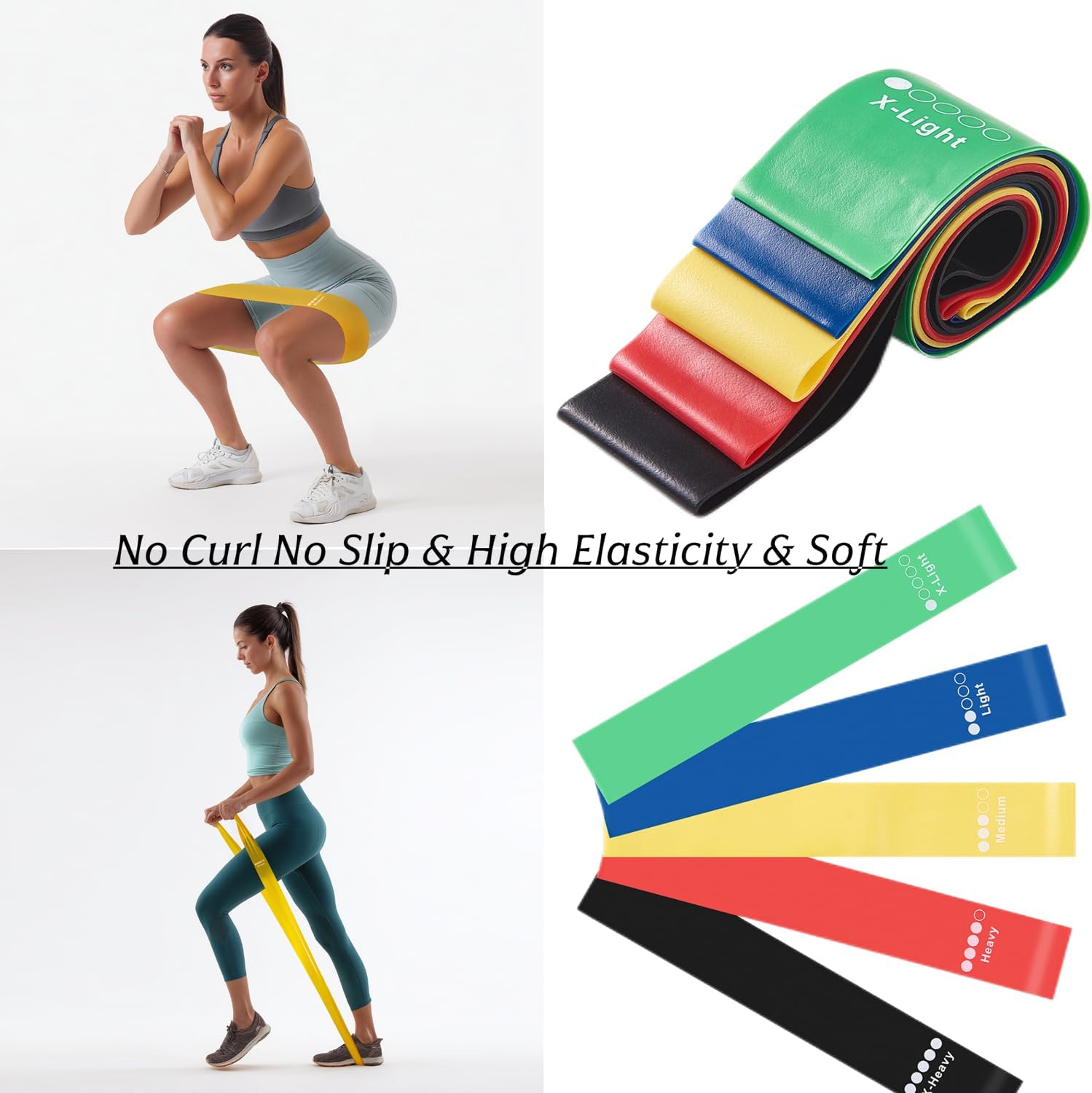 Skiennix Resistance Loop Bands - Non-Slip TPE Exercise Bands for Yoga & Strength Training | 5 Pack