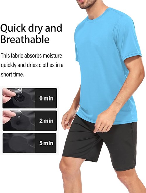 HOPLYNN Men's Dry Fit Workout T-Shirts - 5/7 Pack Short Sleeve Athletic Tees for Running & Gym