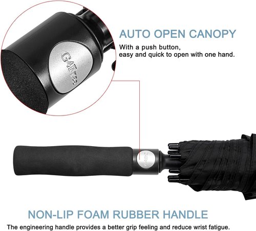G4Free 72-Inch Oversized Golf Umbrella - Automatic Open, Double Canopy, Windproof | Heavy Duty Black