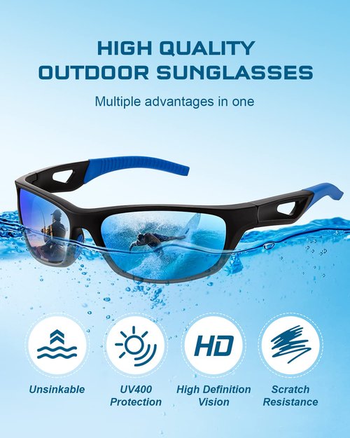 SKYWAY Fishing Baseball Polarized Sports Sunglasses for Men Light Floating Shades for Women Athletic Running Cycling Sun Glasses Blue Lens
