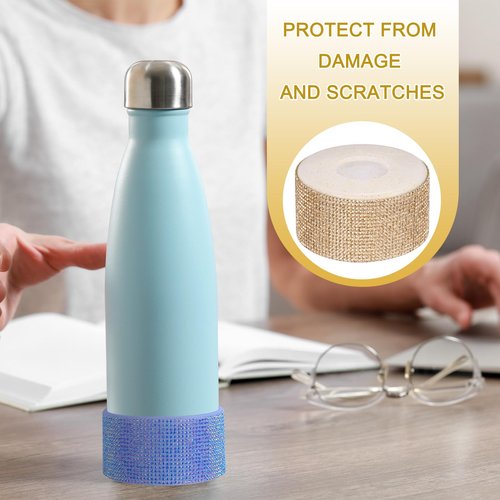 PATIKIL Glitter Silicone Boot, Diamond Water Bottle Protective Boot Shining Anti Slip Cup Sleeve Accessories for Stanley Tumbler 20-40OZ with 2.8" Bottom, Gold