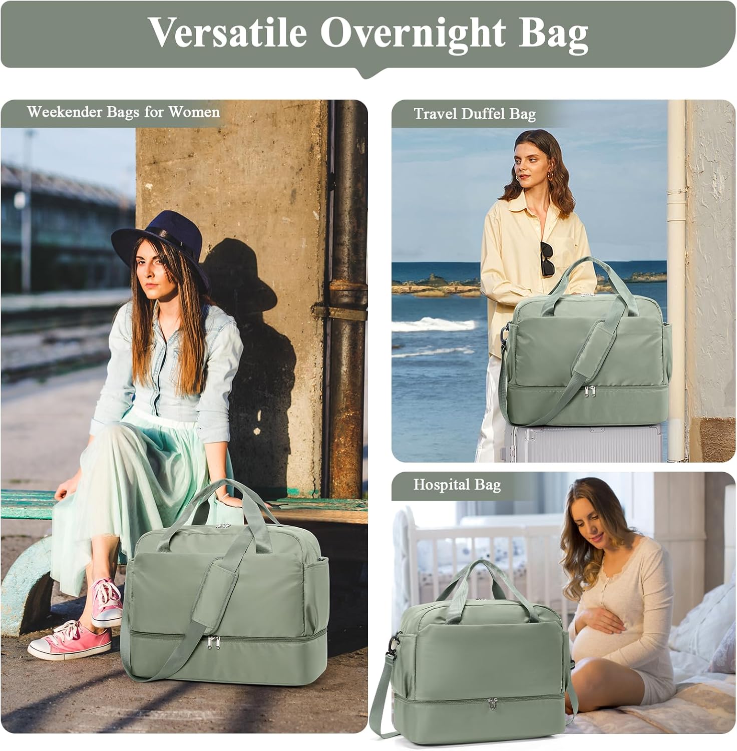 Skiennix Travel Duffel Bag for Women - Stylish Carry-On Overnight Weekender with Wet Pocket & Toiletry Bag | 18x14x8 Inches