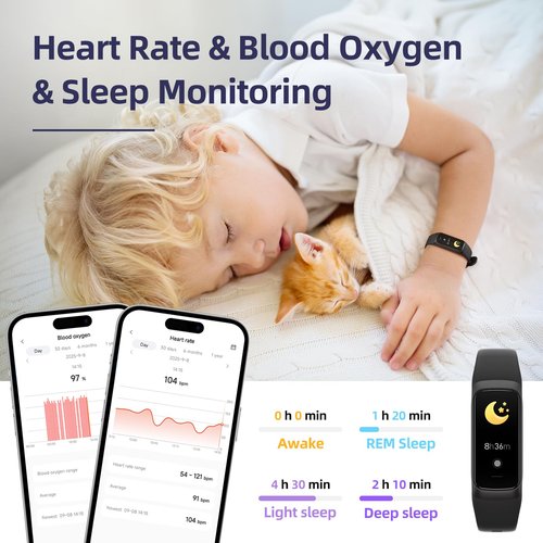 AGTPEK Kids Fitness Tracker Watch with Parent-Child Task & Reward System, Ultra-Lightweight Activity Tracker with Calorie Step Counter, Heart Rate & Sleep Monitor for Boys Girls 6-12 (Black)