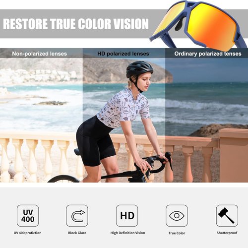 FEISEDY Polarized Cycling Sunglasses - Durable Sports Glasses for Men, Women & Youth | B0215