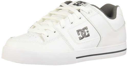 DC Men's Pure Casual Low Top Skate Shoe, White/Battleship/White, 8 D US