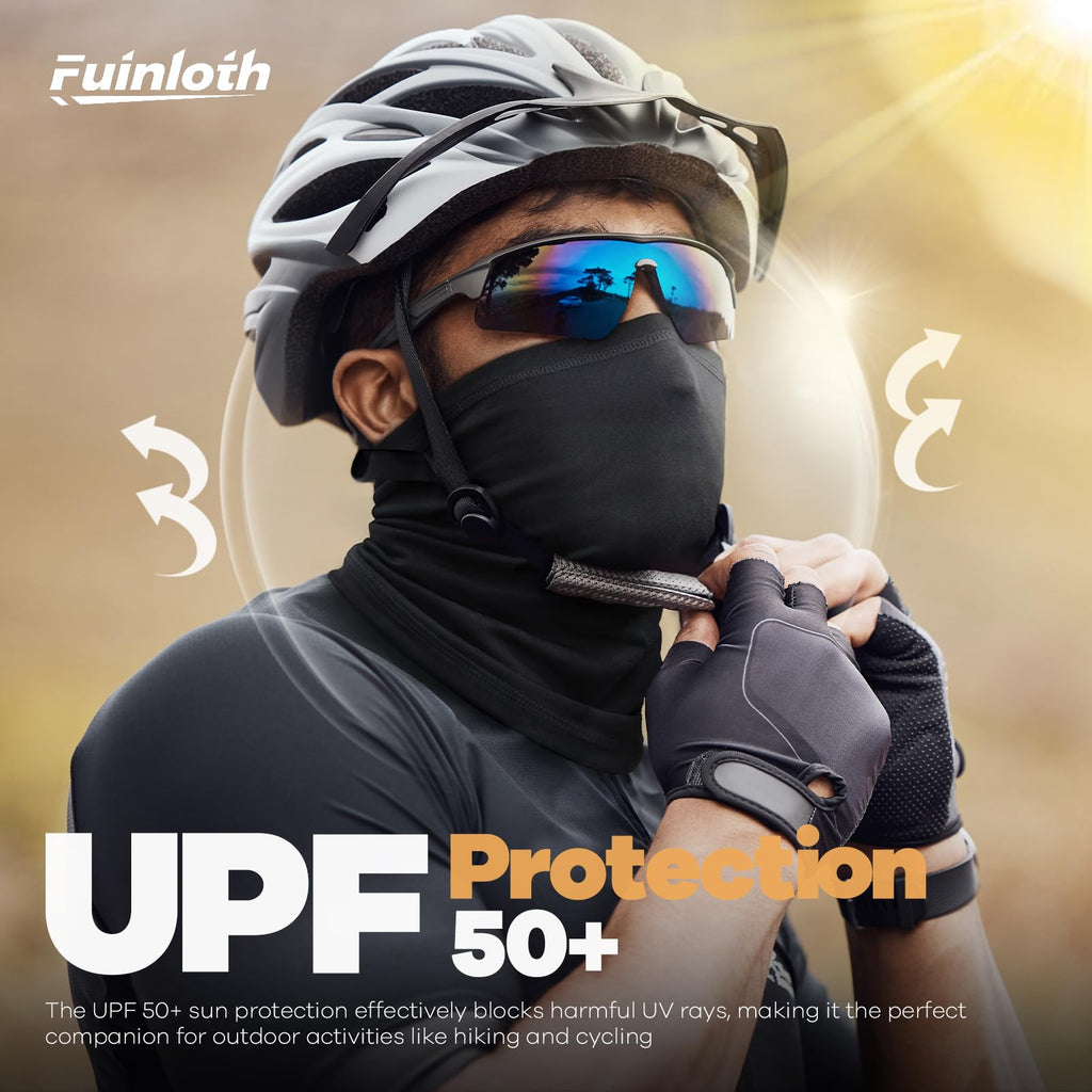 Fuinloth Neck Gaiter, 6 Pack Cooling UV Protection Bandana Face Mask Gator Scarf for Men Women Black+Gray+White+Green+Navy+Brown