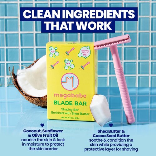 Megababe Blade Bar - Hydrating Shaving Bar with Shea Butter for All Skin Types | 4.4 oz