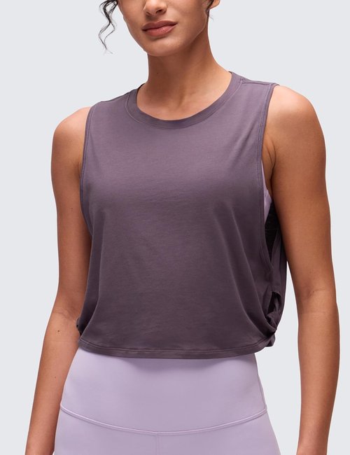 CRZ YOGA Pima Cotton Tank Tops for Women - Loose Fit Sleeveless Workout Shirts | Perfect for Yoga & Gym