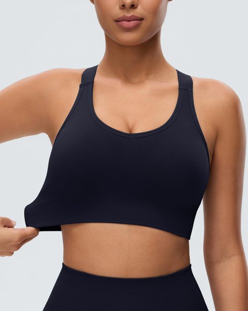 SHAEND Adjustable Sports Bras for Women 3-Pack Racerback High Support Bras Seamless Yoga Bra with Removable Cups