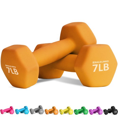 Balelinko Home Gym Equipment Workouts Strength Training Weight Loss Pilates Weights Yoga Sets Weights for Women, Men, Seniors and Youth, 7LB Orange, Pair