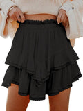 Aoudery Flowing Shorts - Women's Casual Boho Ruffle Tiered Skorts | High Waist Mini Golf & Tennis