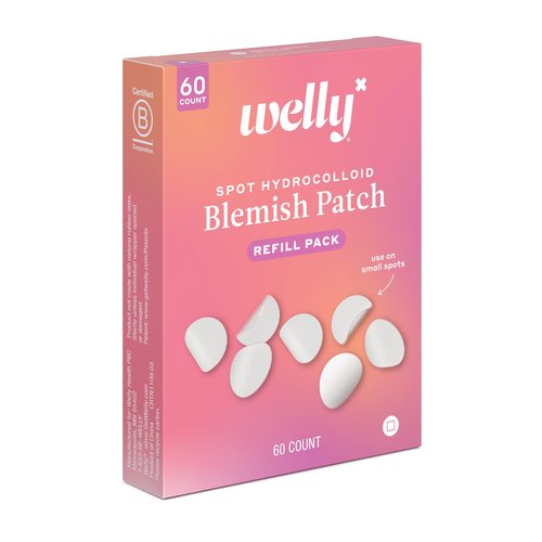 Welly Bandages - Face Saver, Hydrocolloid Acne Blemish Patch, Adhesive Small Spot Shape, Clear, Carton Value Pack - 60 ct