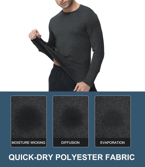 Kinglaman Long Sleeve Athletic Shirts for Men - Dry Fit UPF 50+ UV Sun Protection | 6 Pack