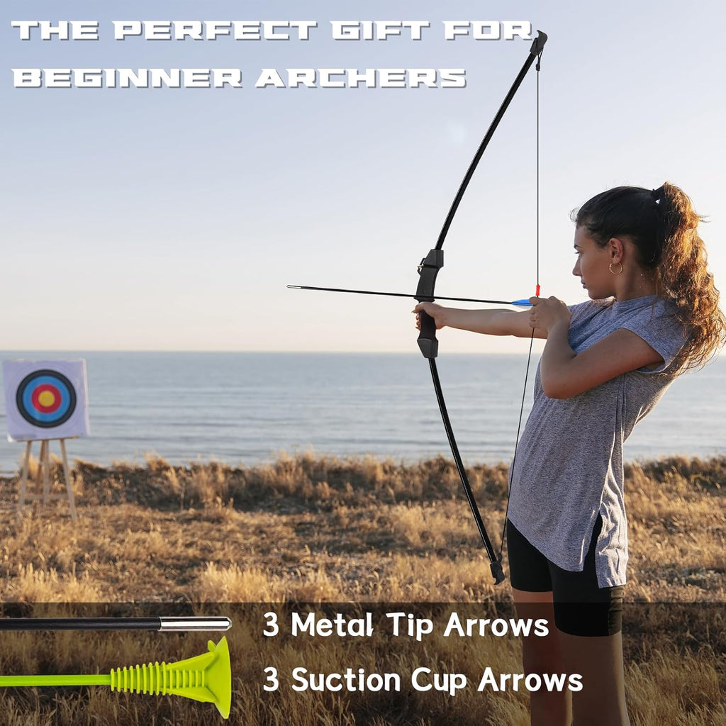Skiennix Kids Bow and Arrow Set - 45" Longbow Archery Kit for Ages 8-14 | Perfect Gift for Beginner Archers