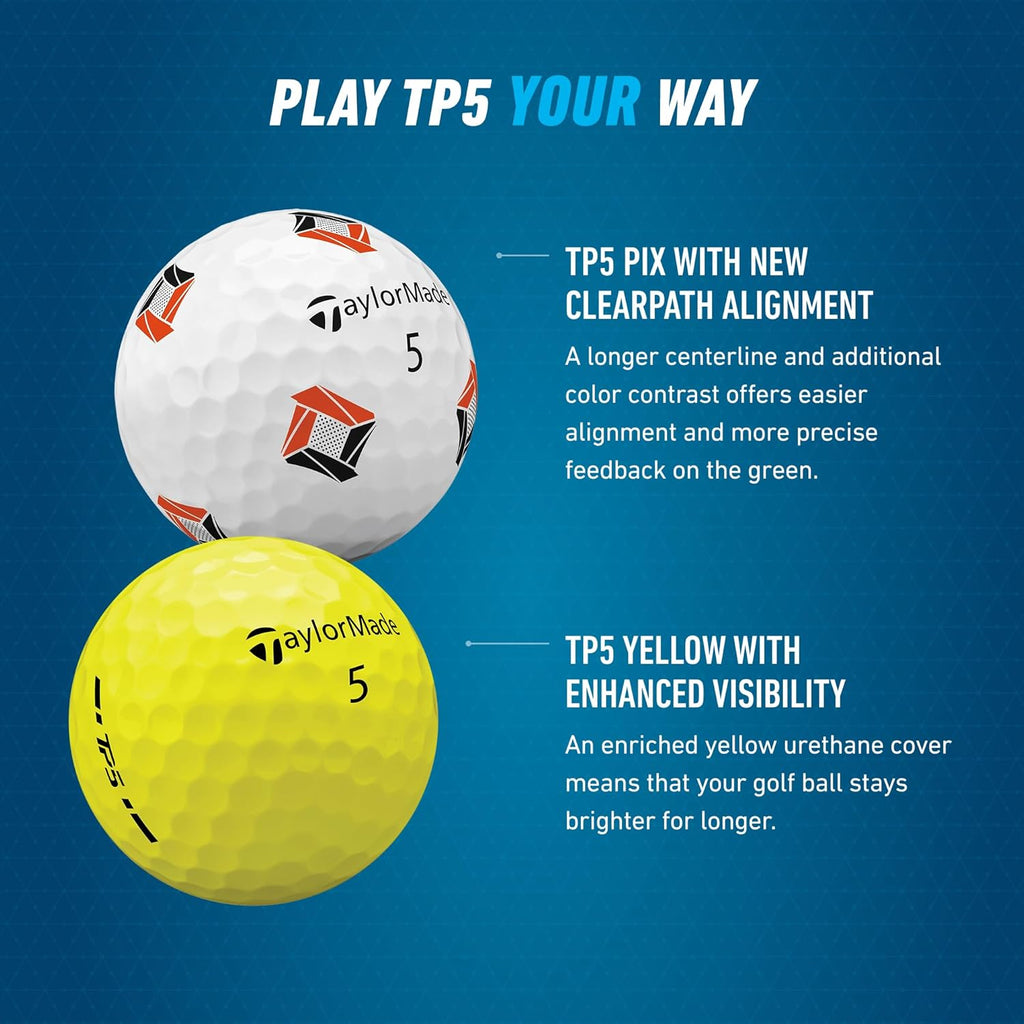 TaylorMade TP5 Golf Balls - Premium Performance for Maximum Distance | One Dozen
