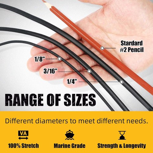 Marine Grade Bungee Cords - Heavy Duty 100ft Elastic Shock Cord for Kayak, Camping & Crafting