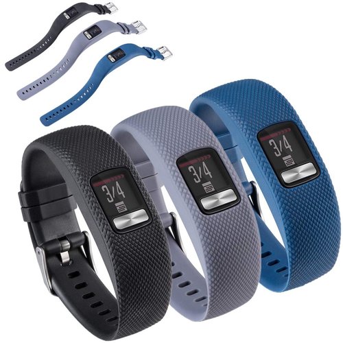 Huwokxix Watch Band Compatible with Garmin vivofit 4,Adjustable Silicone Sports Strap Replacement Band for Garmin vivofit 4 (Black+gray+dark blue, S)