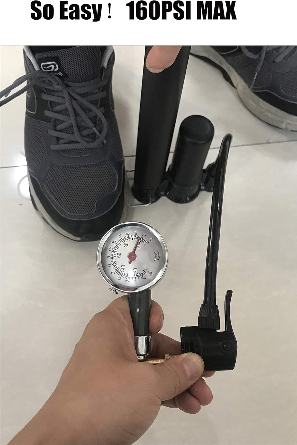 VIMILOLO Bicycle Pump - Portable Floor Pump with Gauge for Presta & Schrader Valves | Ideal for Bikes & Balls