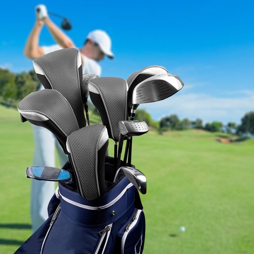 Andux 4pcs/Pack Mesh Golf 460cc Driver Fairway Wood Club Head Covers with Interchangeable No. Tags Gray