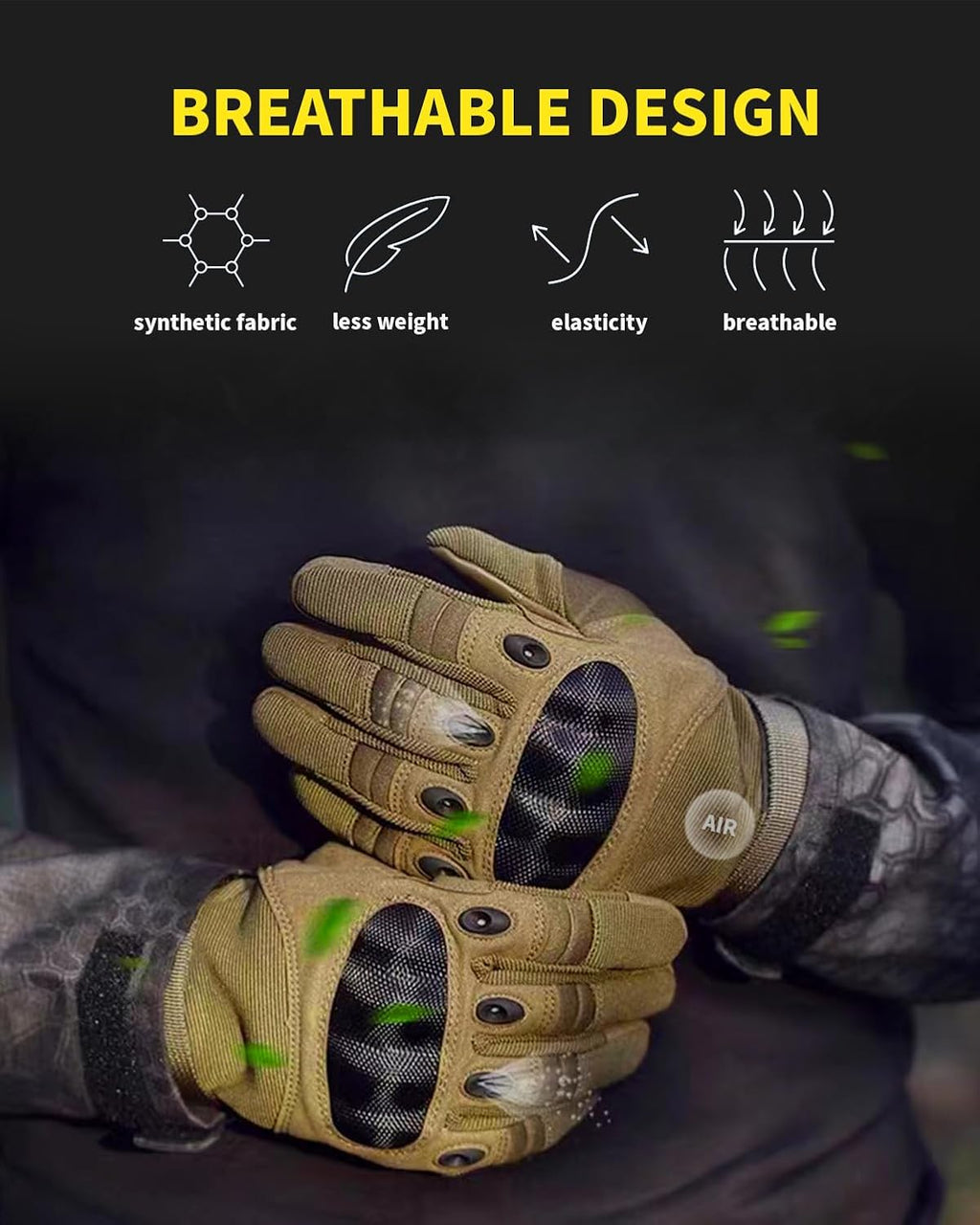 Skiennix Tactical Gloves - Hard Shell Knuckle Protection | Leather Palm for Shooting & Motorcycle Sports