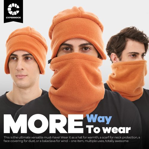 CYPERROCK Winter Beanie Hat Scarf Set with Ear Flaps for Men Women Knit Fleece Lined Skull Cap Windproof Neck Warmer Gaiter Black