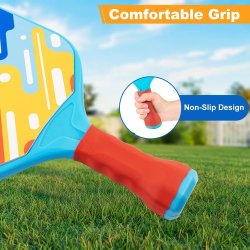 Kids Pickleball Paddles - Easter Gift Basket Stuffers Outdoor Beach Pool Yard Game Toy for Kid Ages 4 5 6 7 8 Year Old Boys & Girl, Ball Set of 2, Lightweight & Durable Grip for Small Hand, Beginner