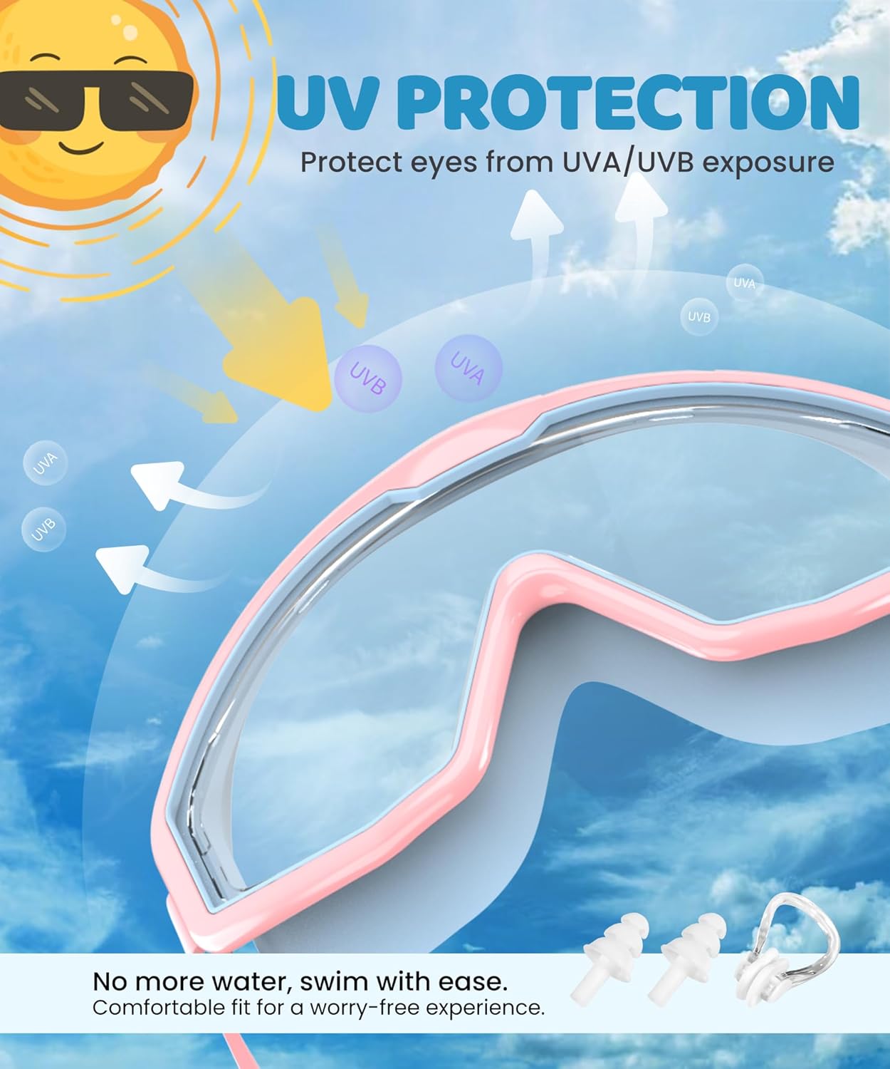 Skiennix Kids Swim Goggles - Anti-Fog UV Protection | 180° Clear View | 3 Pack for Ages 4-16