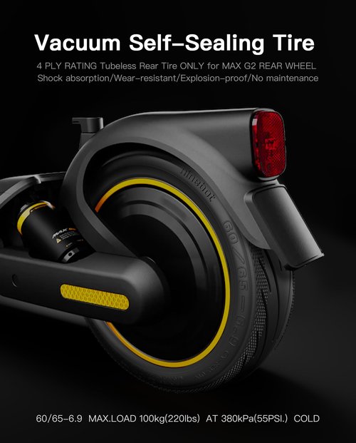 10 Inch Scooter Tire Tubeless Outer Tyre Compatible with Ninebot by Segway Max G2 G65 KickScooter, 60/65-6.9 Non-Slip Self-healing Max G2 Scooter Rear Tire Original Accessories
