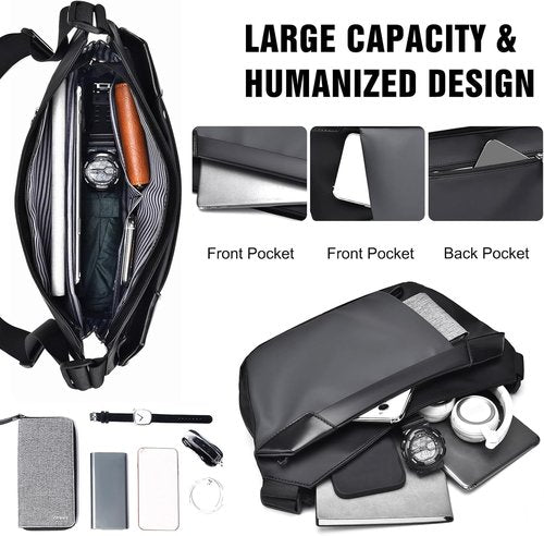 FANDARE Sport Sling Bag - Waterproof PU Leather Crossbody Pack for Men | Ideal for Hiking, Running, and Cycling - Green