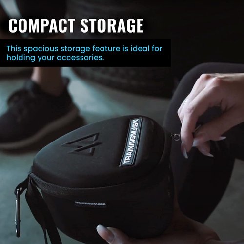 TRAININGMASK Hard Carry Case with Quick Zip Pouch - Internal Soft webbing for Any Workout Mask, Cardio and Endurance Mask, Fitness Mask, Breathing Resistance Mask, Running Mask … (Black)
