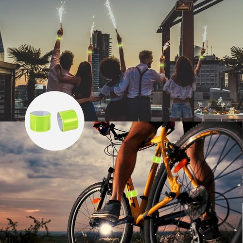 Ansycke 50Pcs Reflector Snap Bands, Fluorescent Slap Armbands Reflector Strips High Visibility Slap Safety Bands for Children Elderly Adults Boys and Girls Walking Cycling Running Jogging