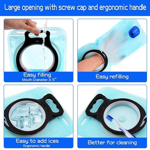 Hydration Bladder, 3L Water Bladder for Hiking Backpack Leak Proof Water Reservoir Storage, 3 Liter BPA-Free Water Pouch Hydration Pack Replacement for Biking Climbing Cycling Running, Blue