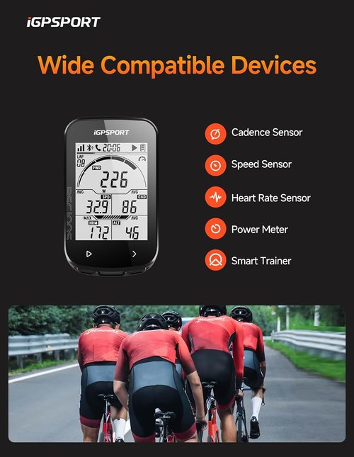 iGPSPORT BSC100S GPS Bike Computer - Wireless 2.6'' LCD Display | 40H Rechargeable & Waterproof
