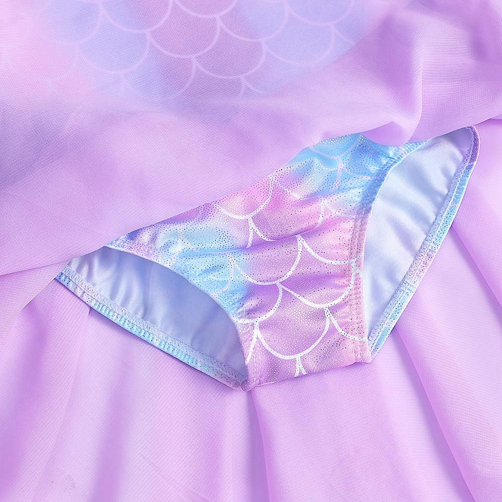 Skiennix Girls Gymnastics Leotard - Flutter Sleeve Tutu Dress for Toddlers 2-11Y | Mermaid Style