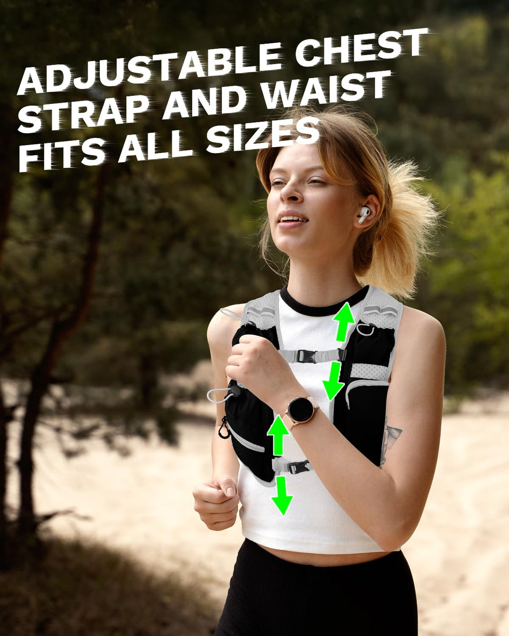 Running Vest for Women and Men, Hydration Running Backpack, Runners Vest, Hydration Vest, with Front Phone Holder, Adjustable Chest and Waist Strap
