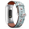 Compatible with Fitbit Charge 3 & 3 SE - Leather Wristband Bracelet Replacement Accessory Band (Includes Adapters) - Llama Cactus
