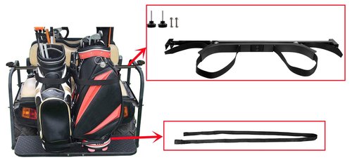 Dr.Acces Golf Cart Bag Holder Bracket Attachment Fits EZGO Club Car Yamaha Rear Seat Golf Bag | No Drilling Required Length Adjustable