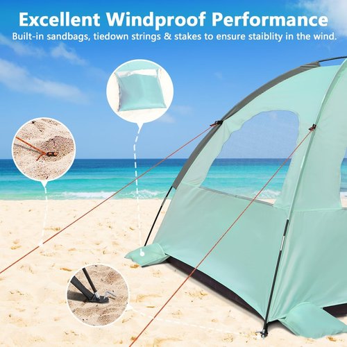 NXONE Beach Tent - UPF 50+ UV Protection Portable Canopy | Lightweight Family Shelter for 3-6 People