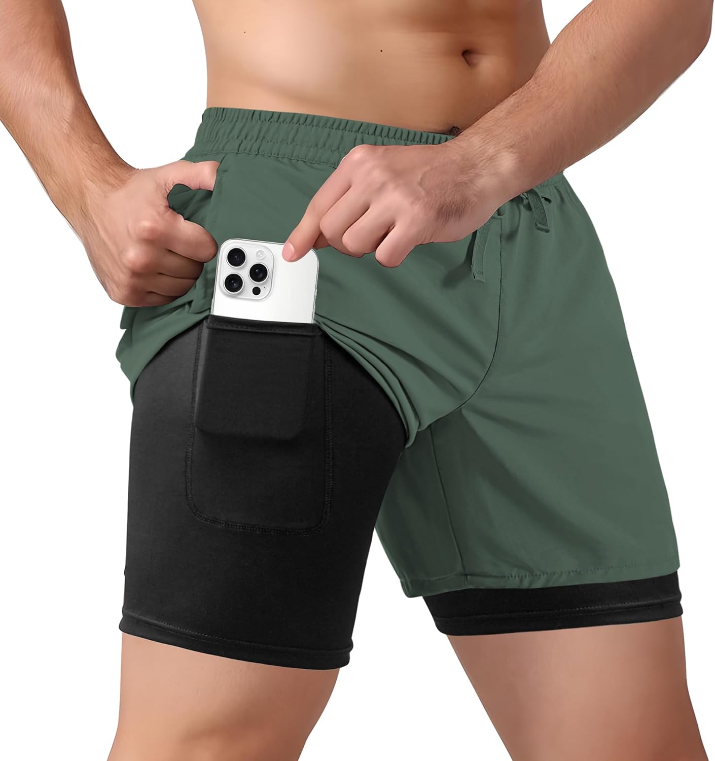Tyzrdnac Men's 2-in-1 Athletic Shorts - Quick Dry, Lightweight & Sweat-Wicking Gym Wear
