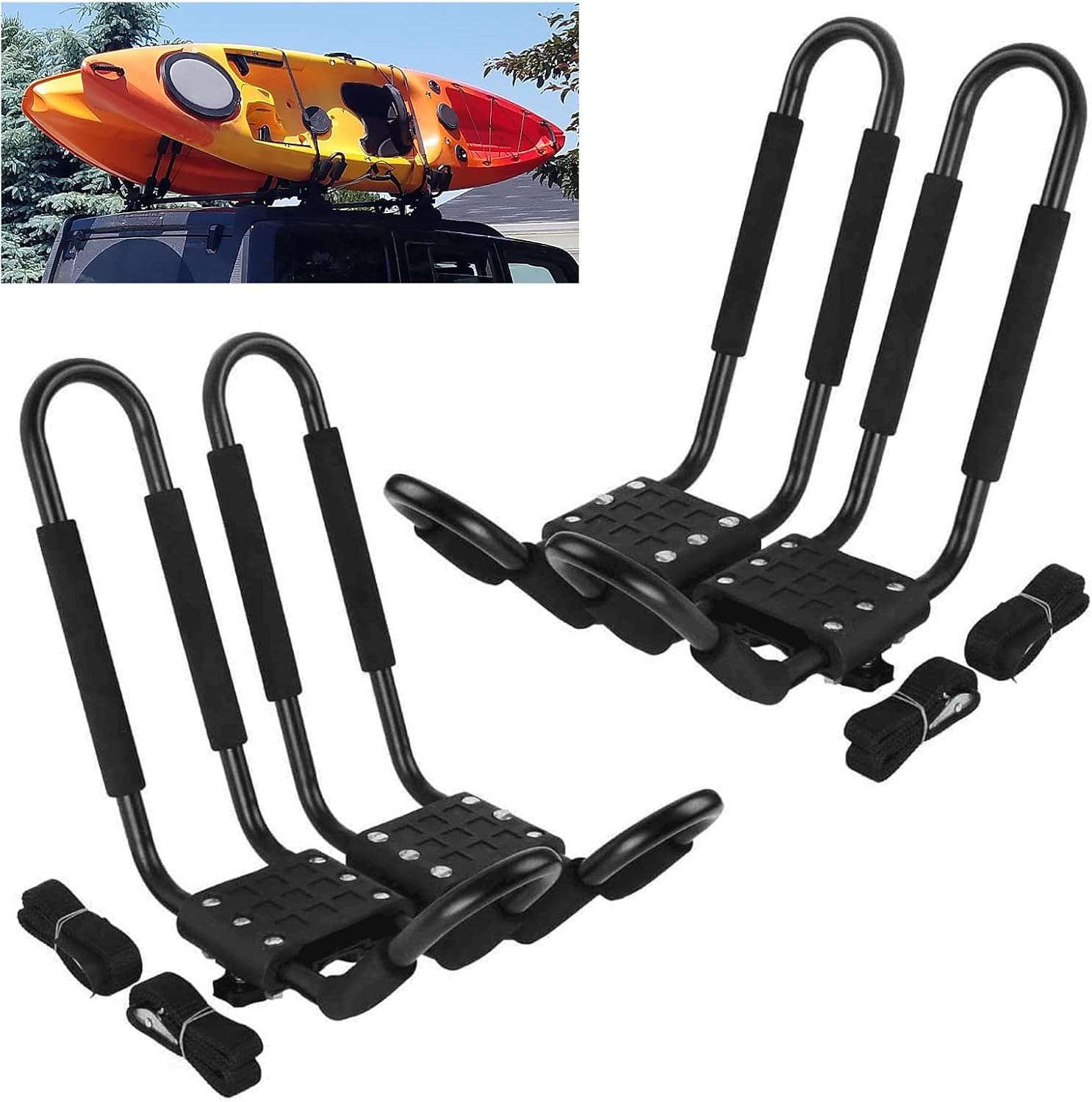 XMT-MOTO J-Bar Kayak Carrier - Universal Top Mount Roof Rack for SUVs & Vans | 2 Pairs