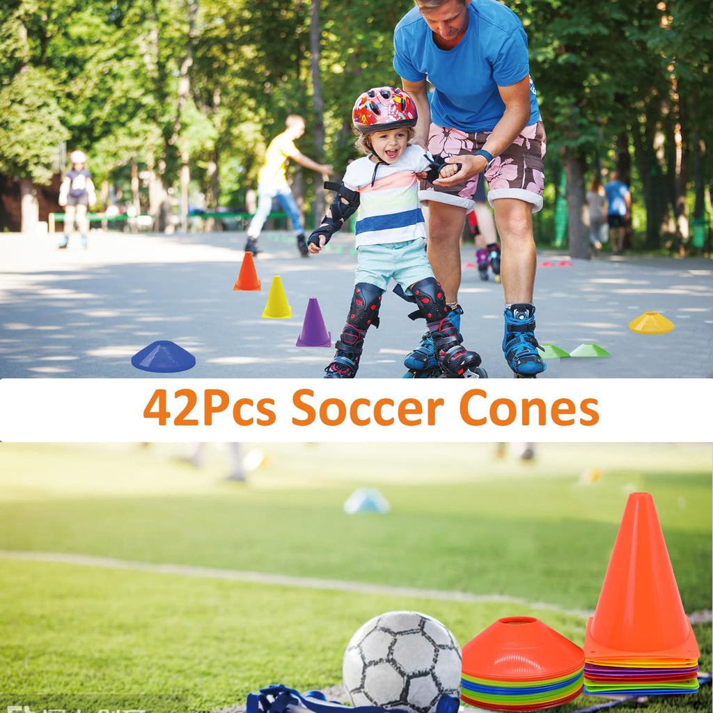 Soccer Cones Set by [Brand Name] - 84/42 Pcs Training Cones with Carry Bag | Durable Plastic for Drills