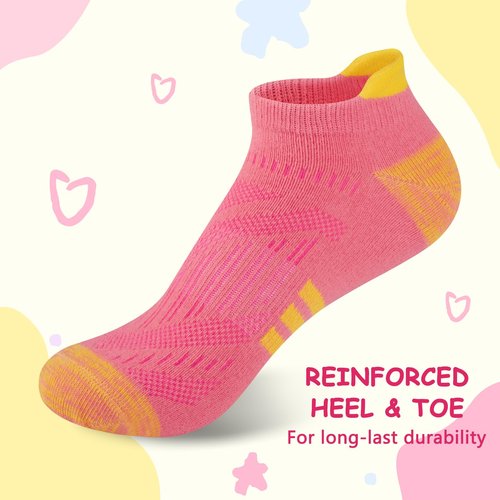 Comfoex 12 Pairs Girls Athletic Ankle Socks for 4-6 6-8 8-10 Years Old Cotton Short Socks for Little Big Kids