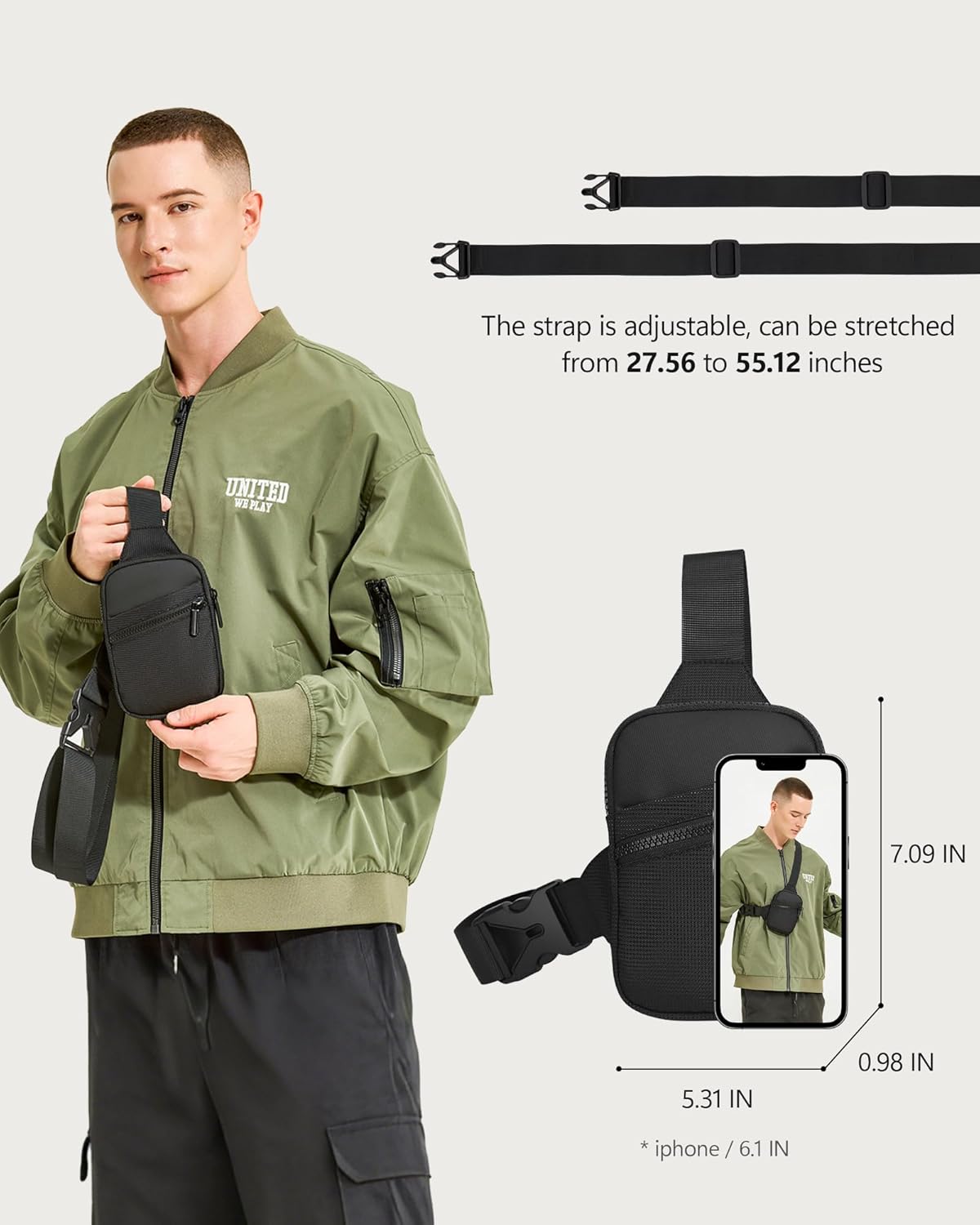Peicees Mini Sling Bag - X-Small Crossbody Bag for Travel | Stylish Shoulder Bag for Men & Women