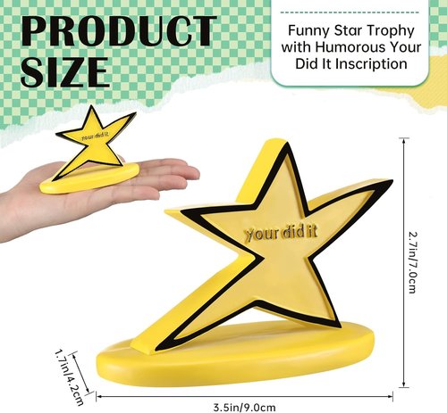 Landical 12 Pcs Funny Star Trophy Set - Humorous Desk Decor for Coworkers | Perfect Birthday Gift