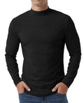 Askdeer Men's T-Shirts Cotton Mock Turtleneck Long Sleeve Shirts Lightweight Thermal Pullover Sweaters Black