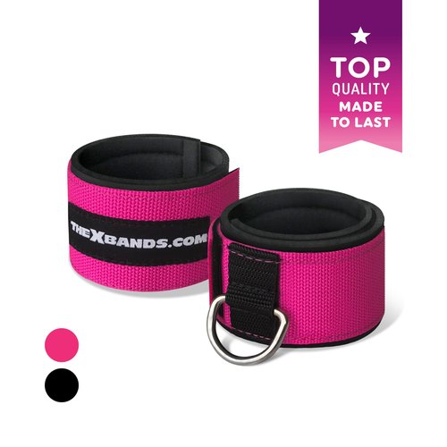 The X Bands - Ankle Cuff For Cable Machine - Ankle Straps - Gym Ankle Strap For Cable Machine - Neoprene Booties - Xbands Resistance Bands - X Bands Booty Bands - Ankle Workout Strap - Pink